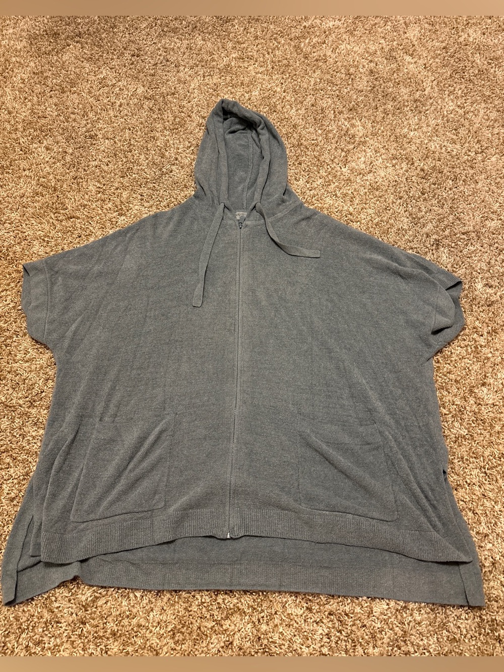 Barefoot Dreams Gray Hooded Zip-Front Cardigan